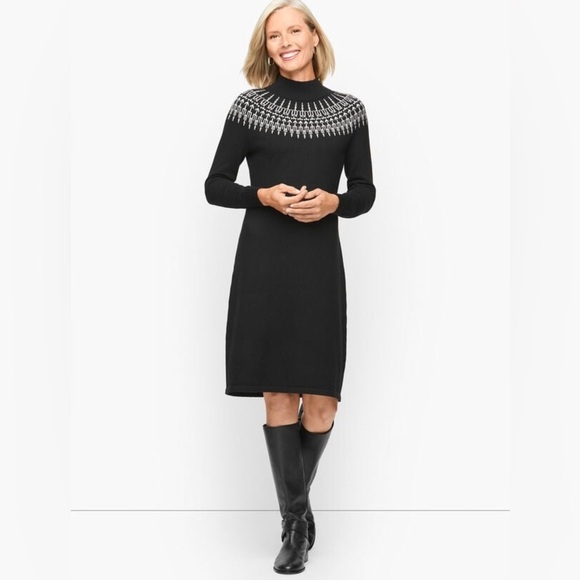 TALBOTS FAIR ISLE MOCKNECK SHIFT DRESS - Picture 2 of 6